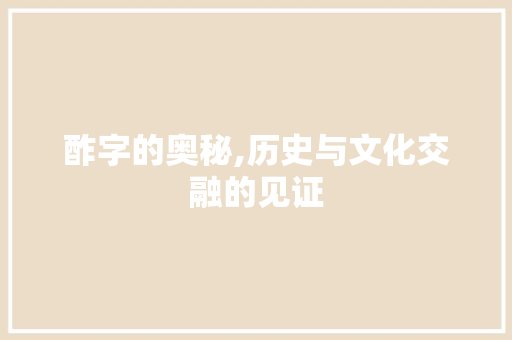 酢字的奥秘,历史与文化交融的见证 范文赏析