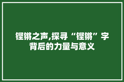 铿锵之声,探寻“铿锵”字背后的力量与意义