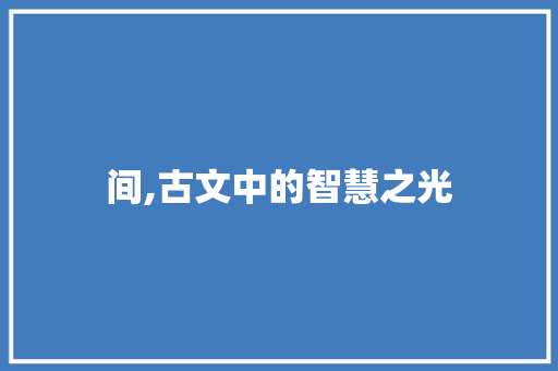 间,古文中的智慧之光 写作素材