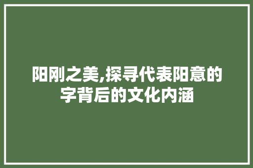 阳刚之美,探寻代表阳意的字背后的文化内涵 写作素材