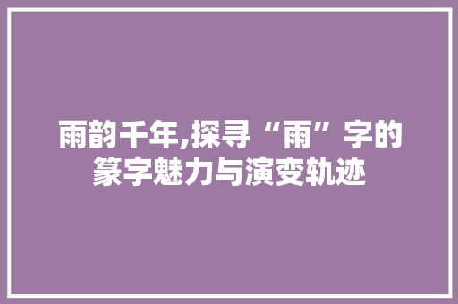 雨韵千年,探寻“雨”字的篆字魅力与演变轨迹
