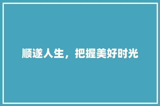顺遂人生，把握美好时光