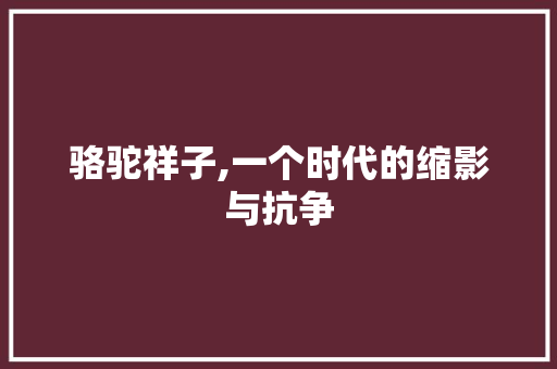 骆驼祥子,一个时代的缩影与抗争