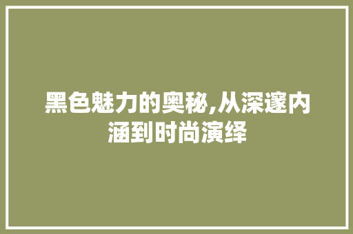 黑色魅力的奥秘,从深邃内涵到时尚演绎