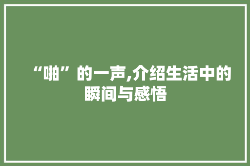 “啪”的一声,介绍生活中的瞬间与感悟 写作社区