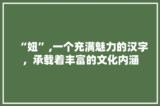 “妞”,一个充满魅力的汉字，承载着丰富的文化内涵 范文赏析