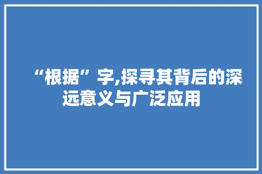 “根据”字,探寻其背后的深远意义与广泛应用 写作社区