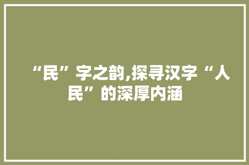 “民”字之韵,探寻汉字“人民”的深厚内涵 报告写作