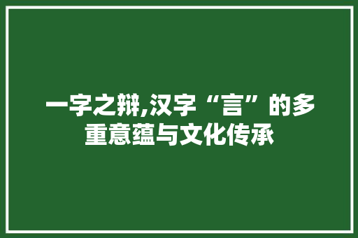 一字之辩,汉字“言”的多重意蕴与文化传承 写作社区