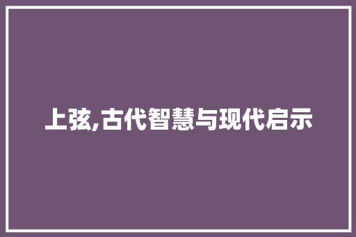 上弦,古代智慧与现代启示