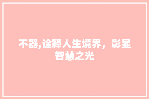 不器,诠释人生境界，彰显智慧之光