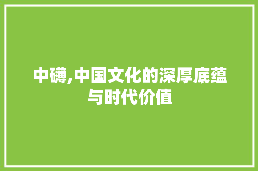 中礴,中国文化的深厚底蕴与时代价值 写作技巧