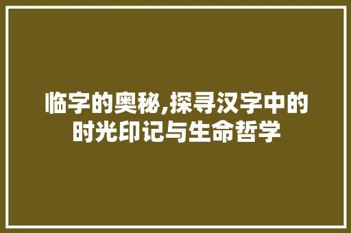 临字的奥秘,探寻汉字中的时光印记与生命哲学