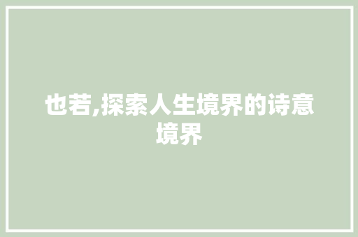 也若,探索人生境界的诗意境界 商业文案