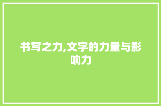 书写之力,文字的力量与影响力 词汇积累