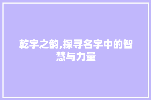 乾字之韵,探寻名字中的智慧与力量