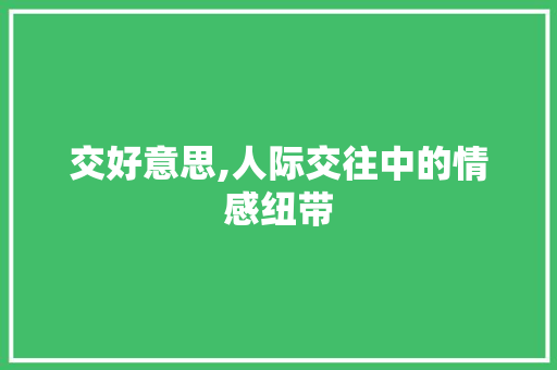 交好意思,人际交往中的情感纽带