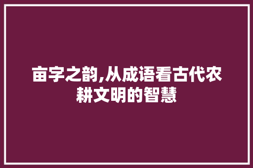 亩字之韵,从成语看古代农耕文明的智慧