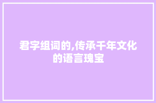君字组词的,传承千年文化的语言瑰宝
