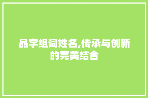 品字组词姓名,传承与创新的完美结合