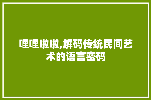 哩哩啦啦,解码传统民间艺术的语言密码 商业文案