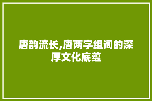 唐韵流长,唐两字组词的深厚文化底蕴 写作技巧