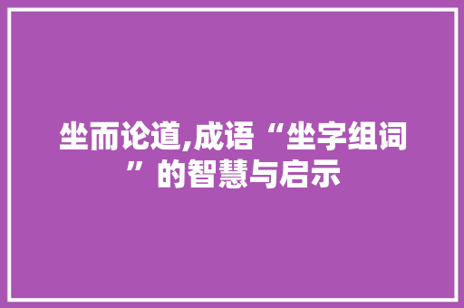 坐而论道,成语“坐字组词”的智慧与启示 词汇积累