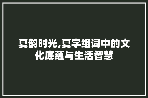 夏韵时光,夏字组词中的文化底蕴与生活智慧 简历模板
