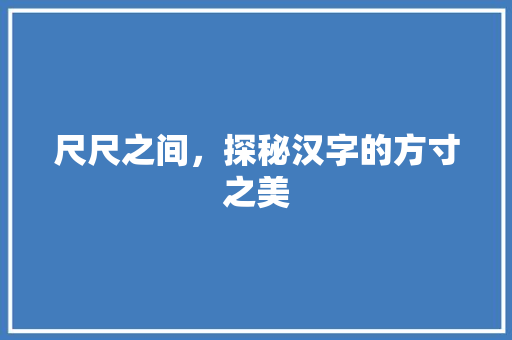 尺尺之间，探秘汉字的方寸之美 词汇积累