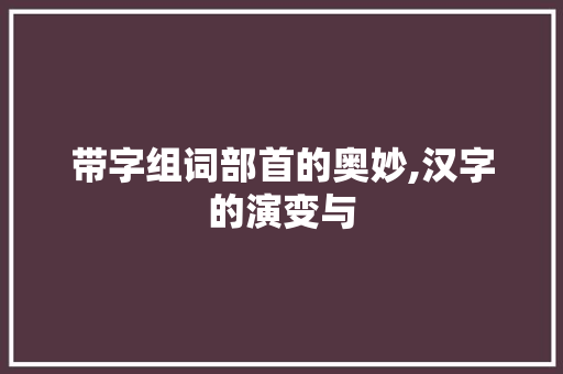 带字组词部首的奥妙,汉字的演变与