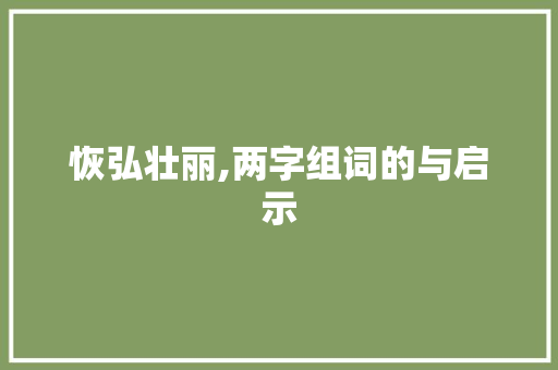 恢弘壮丽,两字组词的与启示