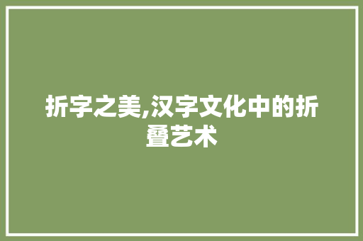折字之美,汉字文化中的折叠艺术