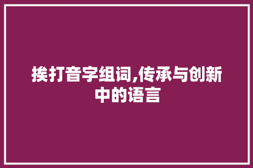 挨打音字组词,传承与创新中的语言