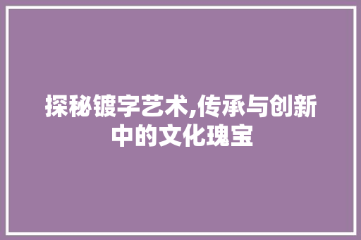 探秘镀字艺术,传承与创新中的文化瑰宝 词汇积累