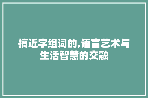 搞近字组词的,语言艺术与生活智慧的交融 范文赏析
