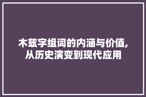 木兹字组词的内涵与价值,从历史演变到现代应用