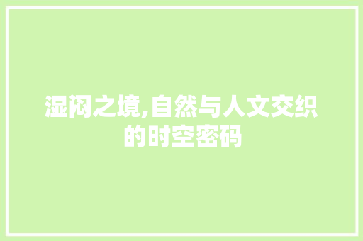 湿闷之境,自然与人文交织的时空密码 写作社区