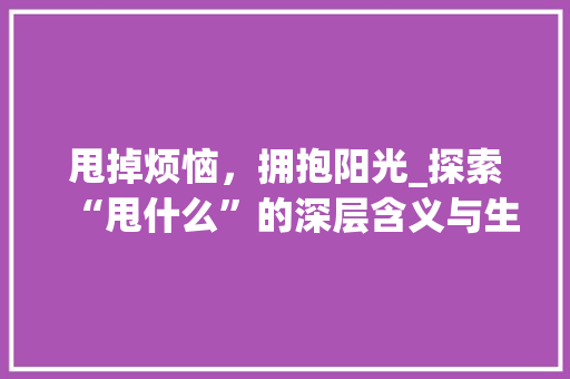 甩掉烦恼，拥抱阳光_探索“甩什么”的深层含义与生活启示 报告写作