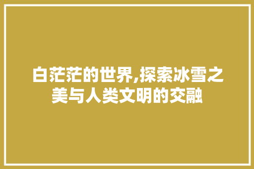 白茫茫的世界,探索冰雪之美与人类文明的交融 写作社区