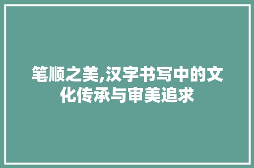 笔顺之美,汉字书写中的文化传承与审美追求 词汇积累