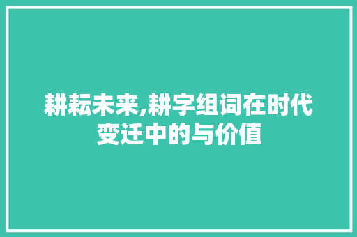 耕耘未来,耕字组词在时代变迁中的与价值 报告写作