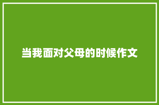 当我面对父母的时候作文 商业文案