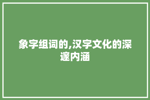 象字组词的,汉字文化的深邃内涵 简历模板