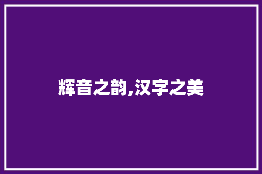 辉音之韵,汉字之美 词汇积累