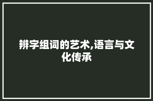 辨字组词的艺术,语言与文化传承 报告写作