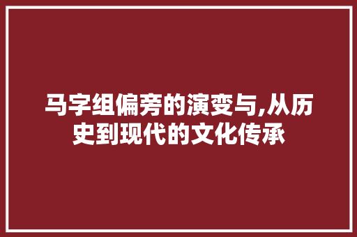 马字组偏旁的演变与,从历史到现代的文化传承 报告写作
