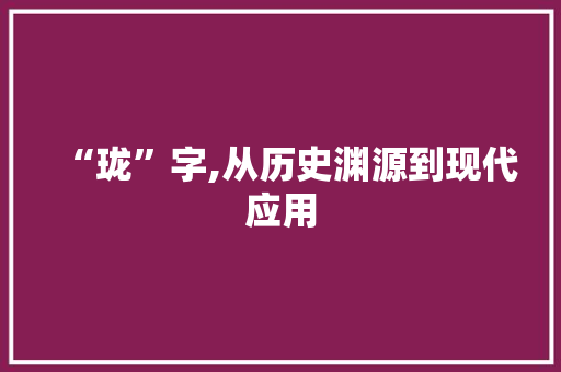 “珑”字,从历史渊源到现代应用