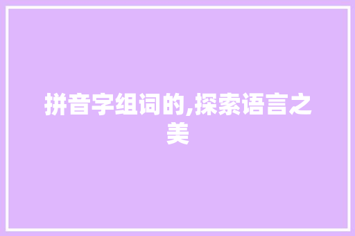 拼音字组词的,探索语言之美