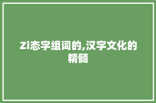 Zi态字组词的,汉字文化的精髓