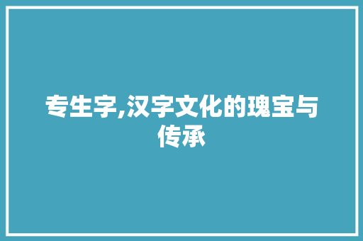 专生字,汉字文化的瑰宝与传承 报告写作
